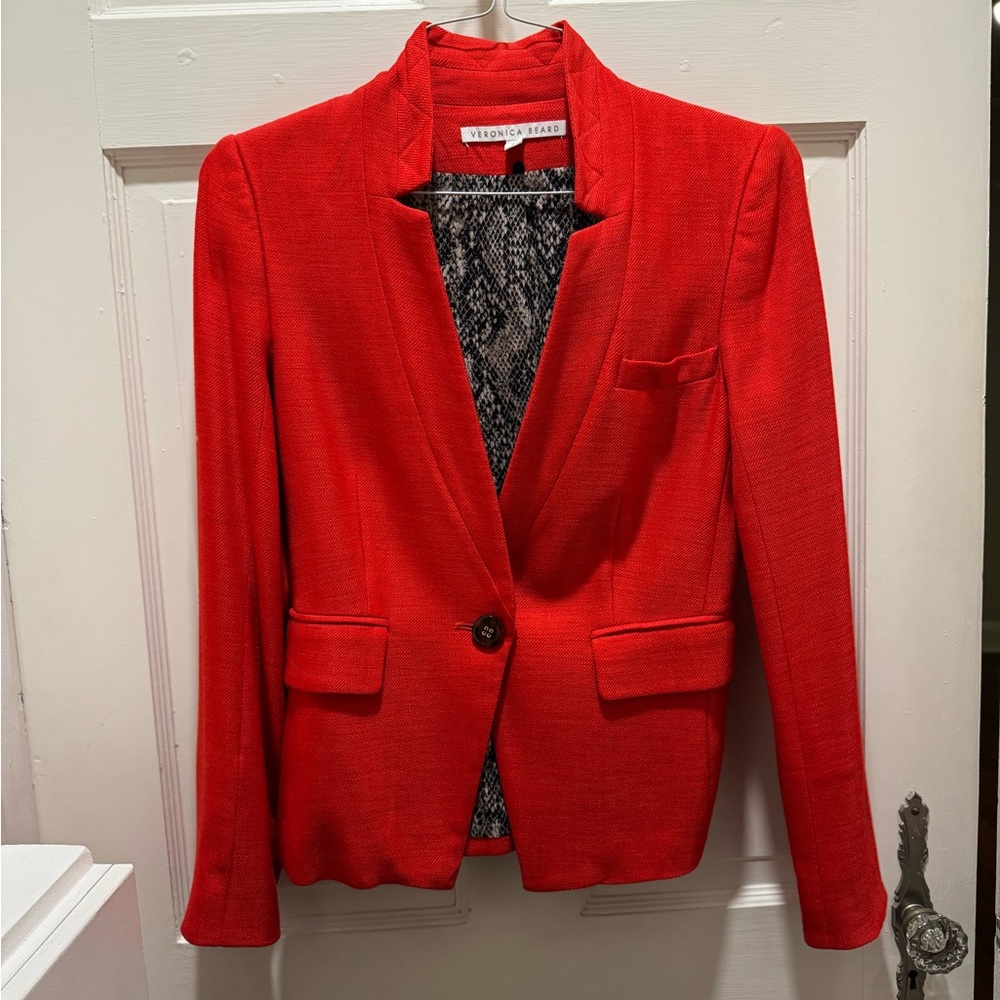 Veronica Beard Red Blazer with Notched Lapels
